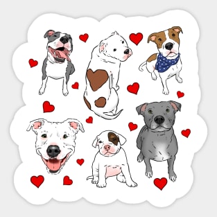 Cute Pitbulls and Hearts Collage Sticker